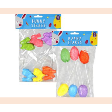 Easter Garden Decoration - Glitter Foam Bunny/Egg Stakes 6 Piece